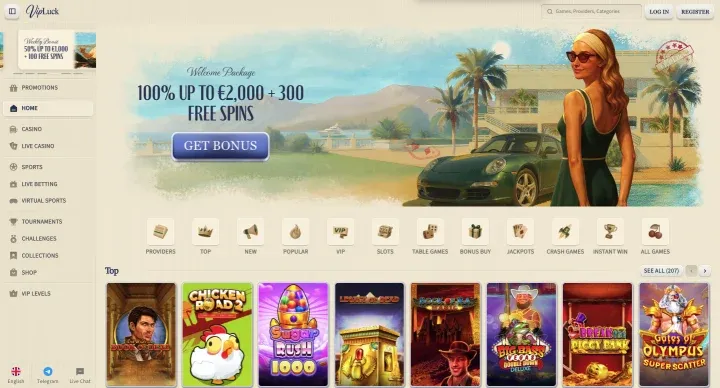Vipluck – seriöses casino ohne OASIS mit großer Lobby
