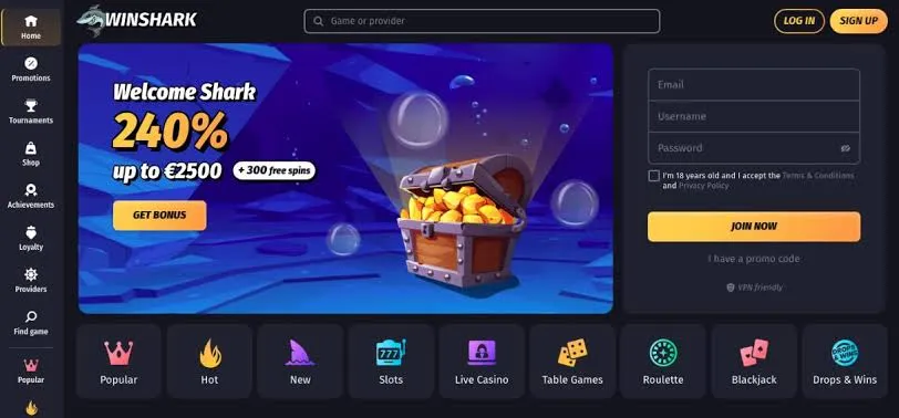 Winshark: bestes casino ohne OASIS im Detailtest